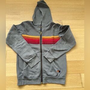 Girl's Aviator Nation 5 STRIPE Zipped Up HOODIE HEATHER GREY Size 14